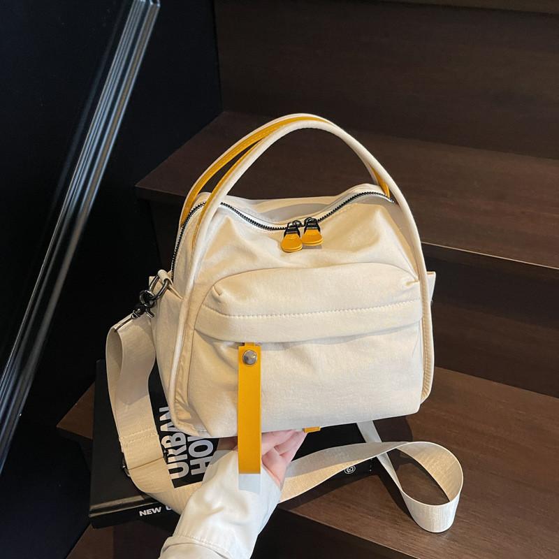 Minimalist Nylon Shoulder Bag With Zipper Pockets For Daily Use