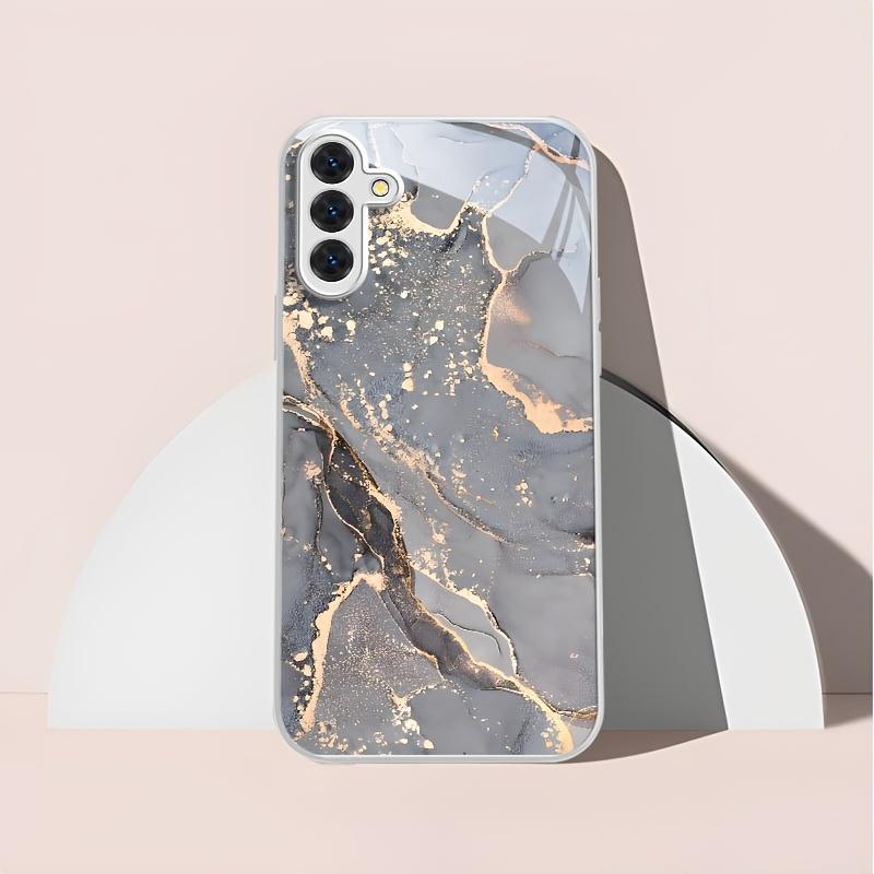 Texture-flowing gold-gray Electroplating glass Phone Case for Samsung GalaxyS26 S25 S24 S23 S22 S20FE Ultra Plus anti drop Cover