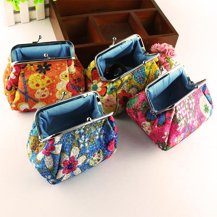 Bags for Women Embroidered Cloth Floral Printed Wallet Lady Vintage Wallet Card Holder Coin Purse Girls Clutch Bag