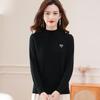 Fengxun Women's 100% Wool Semi-High Neck Thickened Base Layer Sweater