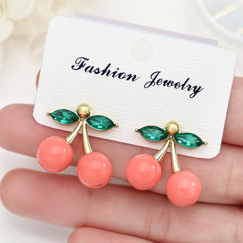 Chic All-Season Cherry Earrings - Elegant, Versatile Fruit-Inspired Style