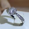 New Fashion Jewelry Zircon Round Wedding Rings For Women Girl 925 Stamp Six-claw Full Of Diamond Jewelry Wholesale