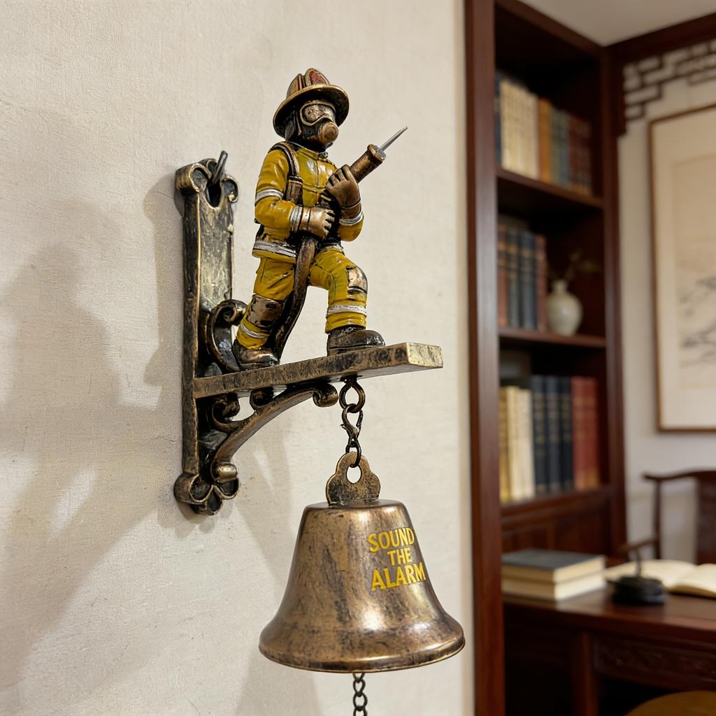 Firefighter Tribute Decorative Doorbell, Resin Wall Hanging Ornament, Indoor And Outdoor Universal Home Decoration, Memorial Gift For Firefighters