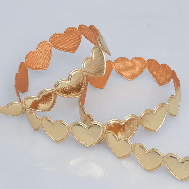 Elegant 1.5cm Heart Polyester Ribbon Flower Ribbon Decorative Materials Peach Heart Ribbon Accessories Gift Boxes Packaging Ribbons Home Decoration