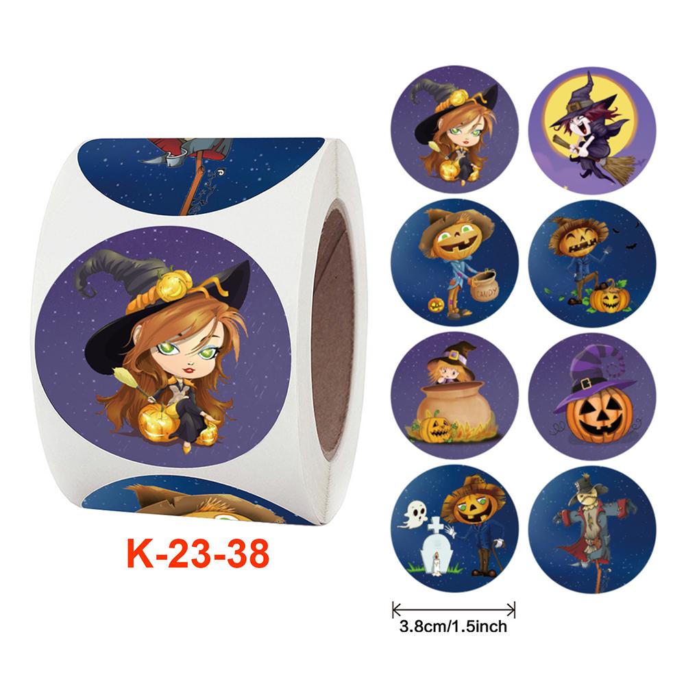 500pcs/roll Self-adhesive Label Sticker Halloween Pumpkin Pattern Candy Wrapping  Paper