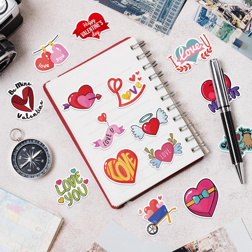 Valentine's Day Graffiti Stickers - 50/100 Sheets, Waterproof Decorative Set for Water Bottles & Computers