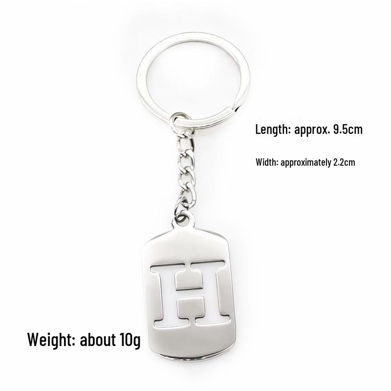Pendentif Porte-clés 26 Lettres en Acier Inoxydable Creux - Polyvalent pour Sac à Dos, Voiture, Plaque Militaire