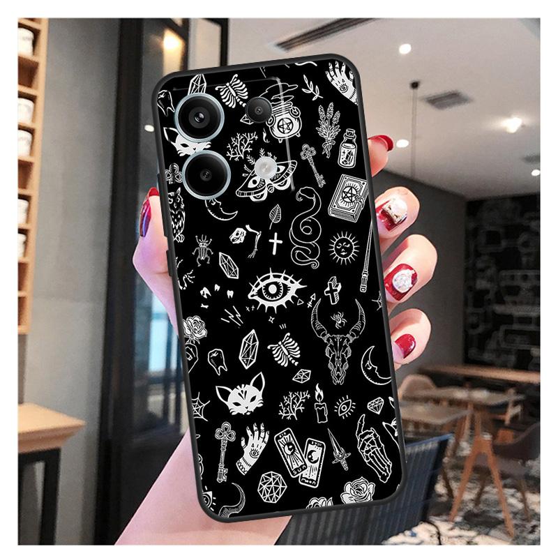 Occult Witchcraft Moon Gothic Witch Case For Xiaomi Redmi Note 11 9 10 12 13 Pro Plus 12S 11S 10S 9S Redmi 12 10C 12C 13C Cover