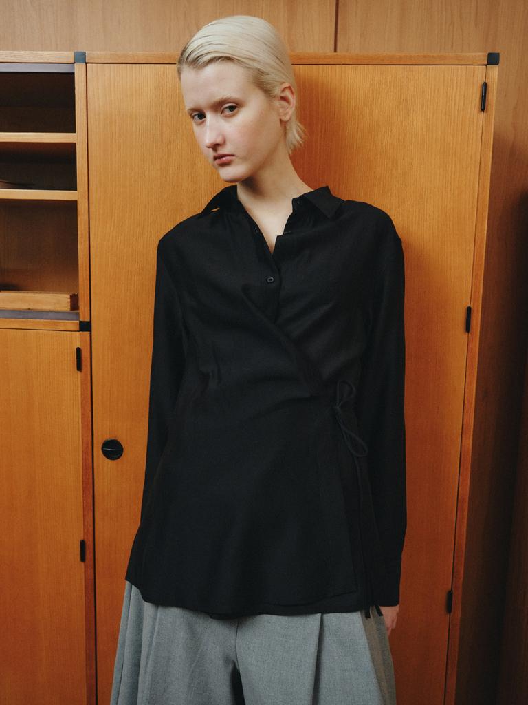 Reply Sheer Wrap Shirt_Black
