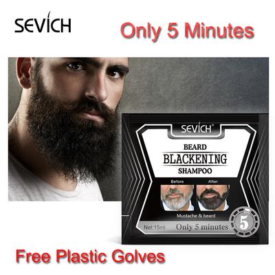 Shampoo per barba con baffi neri, colore istantaneo per barba e capelli, 5 buste/10 buste