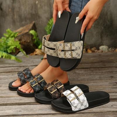 Sandales à plateforme à double boucle pour femmes, Chaussures d'été à semelle souple réglable, Chaussures décontractées grande taille