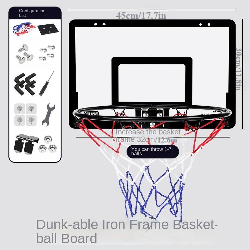 32cm/12.6in Dunkable Basketball Stand Iron Frame Home Indoor Basketball Stand Wall Mounted Basketball Stand Non Perforated