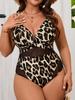 Plus Size Bikini One Piece Swimsuit Women Sexy Deep V-Neck Floral Print Bikini Swimwear Beachwear Tankini
