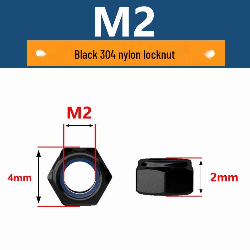 Anti-Loosening Self-Locking Nut 304 Stainless Steel Black Nylon Slip-Resistant Hex Screw Cap