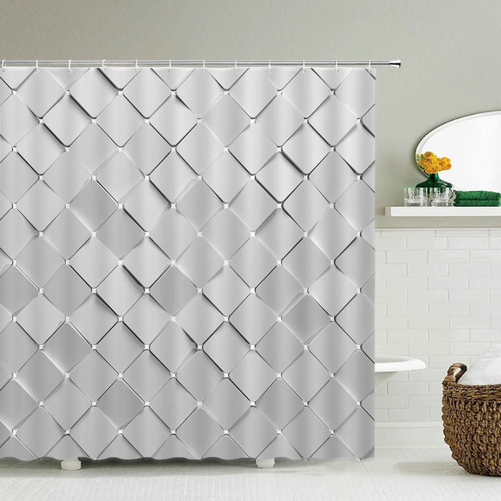 

High Quality Washable Fabric Bathroom Curtains 3D Printing Shower Curtain Polyester Bath Screens Home Decoration with 12 Hooks W90xH180cm