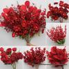 10-Piece Burgundy Floral Décor Set: Red-Toned Artificial Flowers, Mat, Aisle Runner, Wedding Decoration