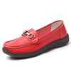Women Simple Red Loafers Leather Driving Moccasins Comfort Flats Black Casual Slip on Plus Size Black Shoes