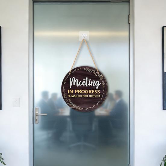 Pine Wood Double-Sided Reversible Hanging Sign, Business Open Closed Sign, Holiday Decor with Rope Hanging No Drill for Office Home Use