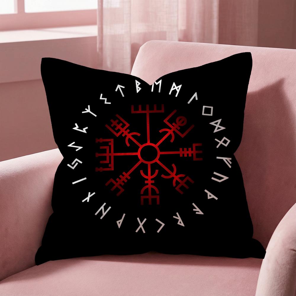 Viking Amulet Pattern Cushion Cover Multi-Scene Pillow Cover for Home & Car - Reversible, Soft & Durable for Daily Use
