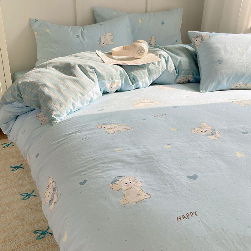 New Pure Cotton Cute Printed Bedding Sets Cartoon Nude Sleeping Skin Friendly Comforter Set Adult Bedsheet Kit for All Seasons