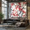 Red Sakura Blooming Bedroom Art Tapestry Wall Decoration Fabric