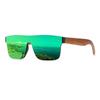 Polarized Sun Glasses Flat Top Square Frame Luxury Wood Grain Temples Women Eyeglasses Retro Square UV400 Outdoor Goggles
