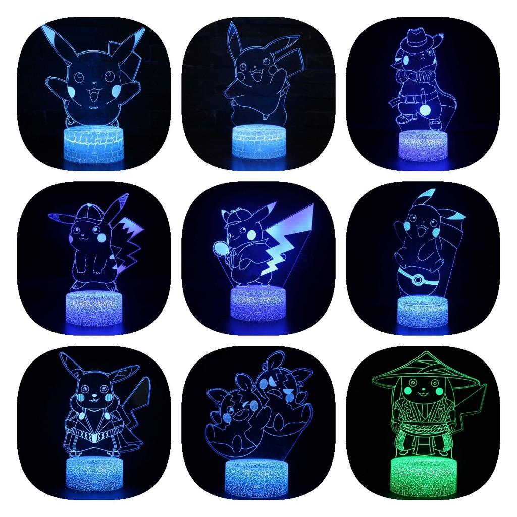 Pikachu Led Night Light 3d Illusion Lamp Bedside Kids Gifts Bedroom