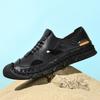 Popular Leather Cowhide Slippers Men's Summer and Summer Outdoor Men's Beach Sandals Men's Trend