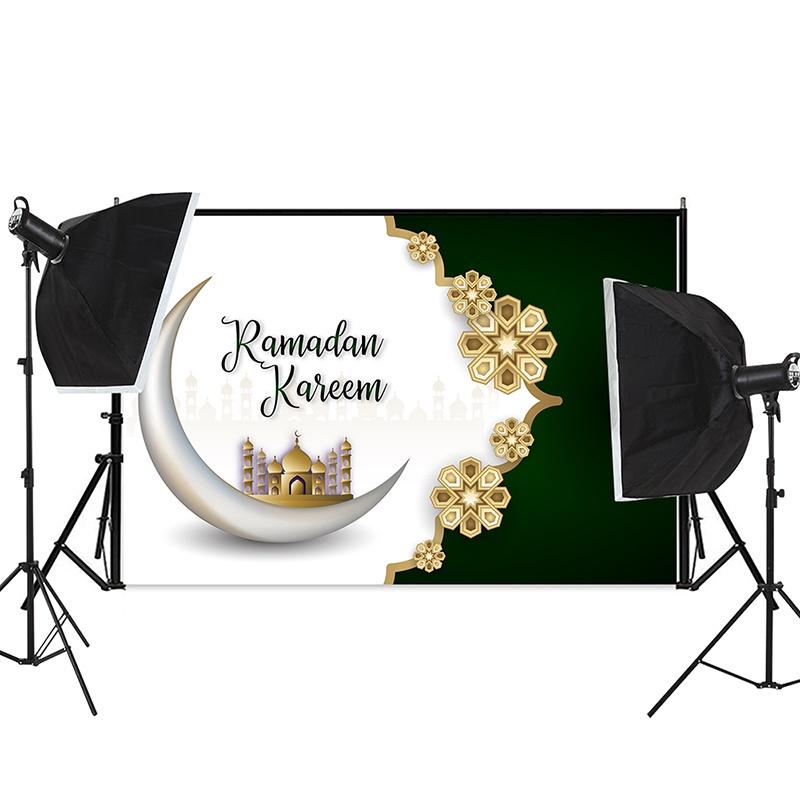 Eid Mubarak Backdrops Mosque Moon Muslim Ramadan Kareem Islamic Festival Portrait Photo Background for Photography Props