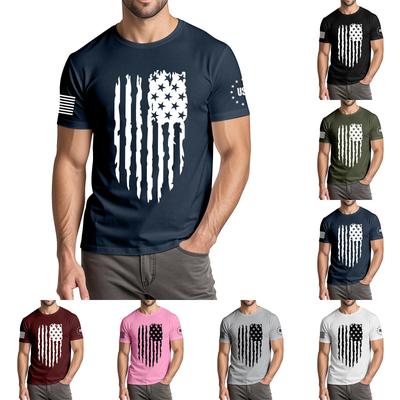 Herren Modisches Lässiges Unabhängigkeitstag Bedrucktes Rundhals Kurzarm T-Shirt Top
