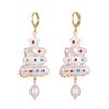 Crystal Christmas Tree Earrings Colorful Rhinestone Imitation Pearl Earrings  Christmas