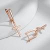 Fashion Glossy Dangle Earrings  Rose Gold Color Simple Cross Earrings For Women High Quality Daily Fine Jewelry