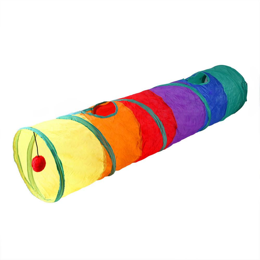 Rainbow Cat Tunnel Toy – Interactive Pet Play Tube