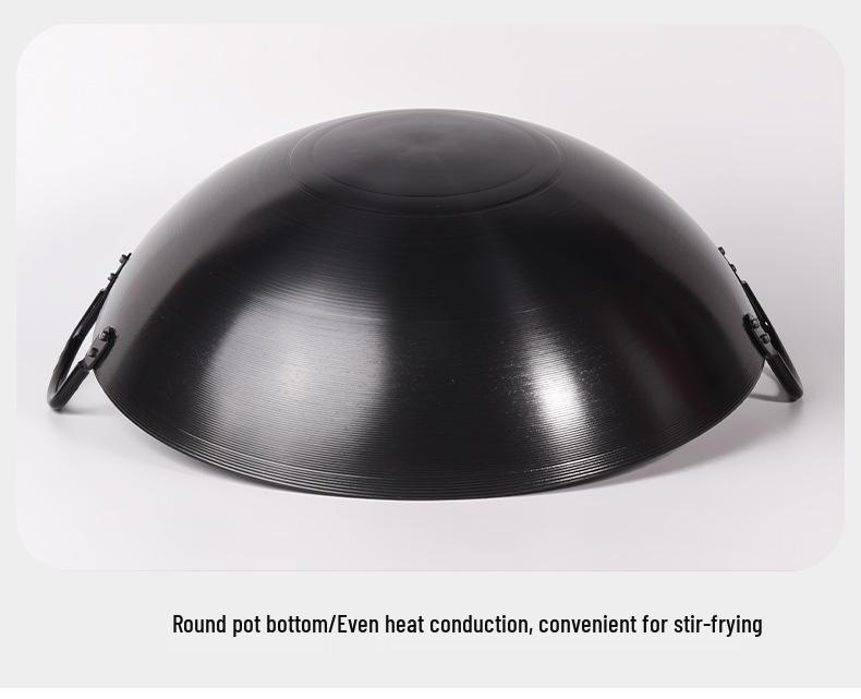 Classic Double-Ear Nitrided Iron Wok: Non-Stick, No Coating, Induction Compatible, Ideal for Home Stir-Frying