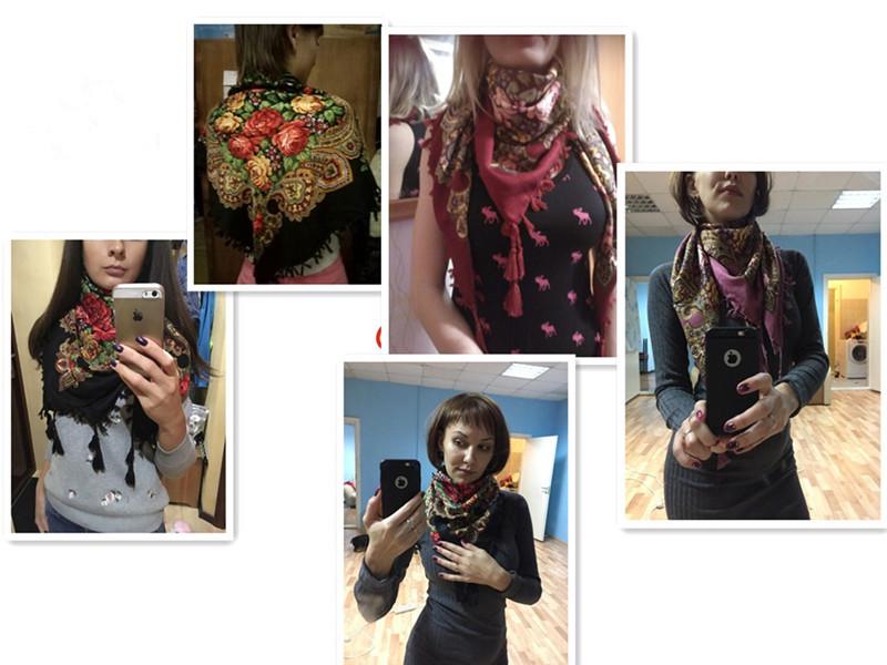 Vintage Print Cotton Headscarf for Women - Ethnic Style Spring/Summer Wrap, Shawl, Triangle, 90cm Square