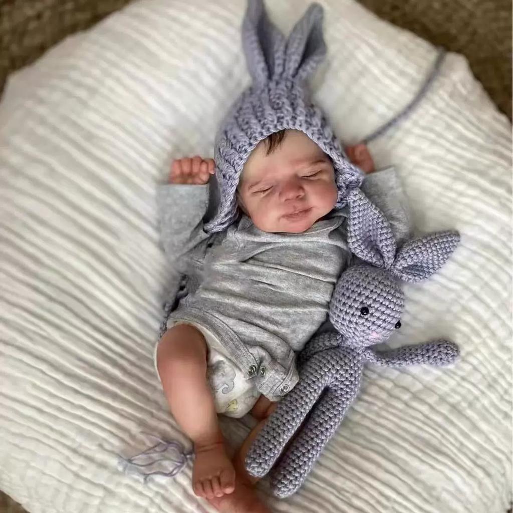 18 Inch Reborn Baby Doll Pascale Lifelike Newborn Doll Handmade Painted Hair 3D Skin Tone Visible Veins Gift Toy For Girls