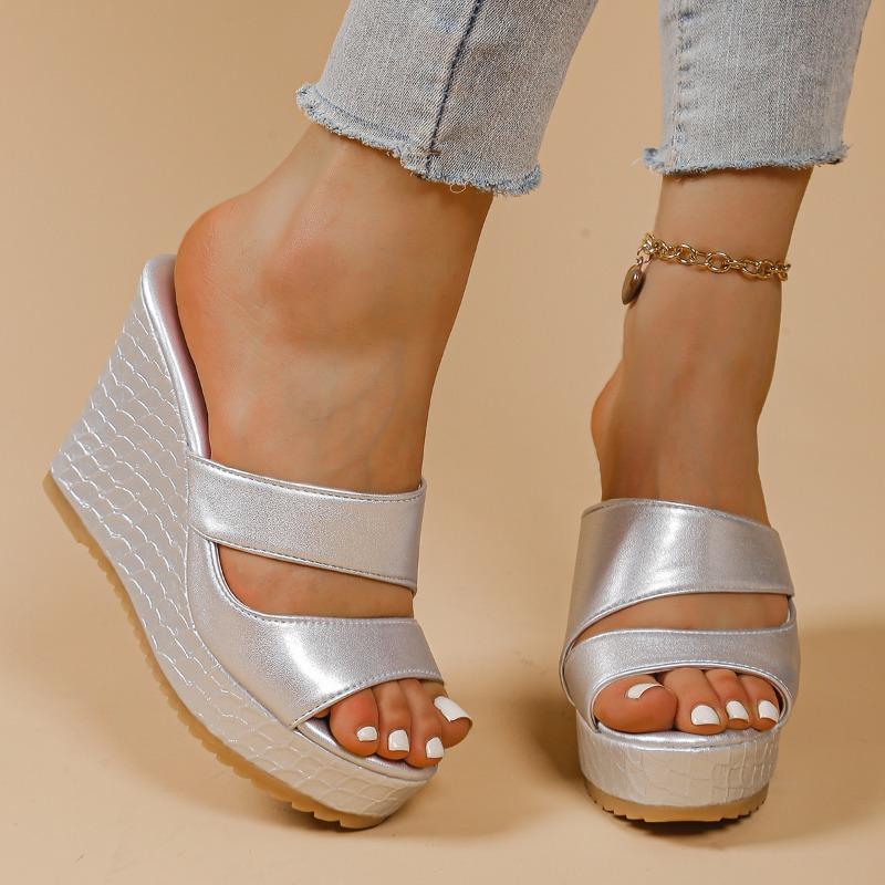 Fashion Summer new style super high heel sandals for women round head open toe set foot waterproof table slippers