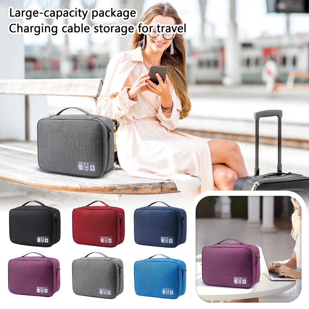 Large,Capacity Multi,compartment Organizer Bag For Cables, Travel Use