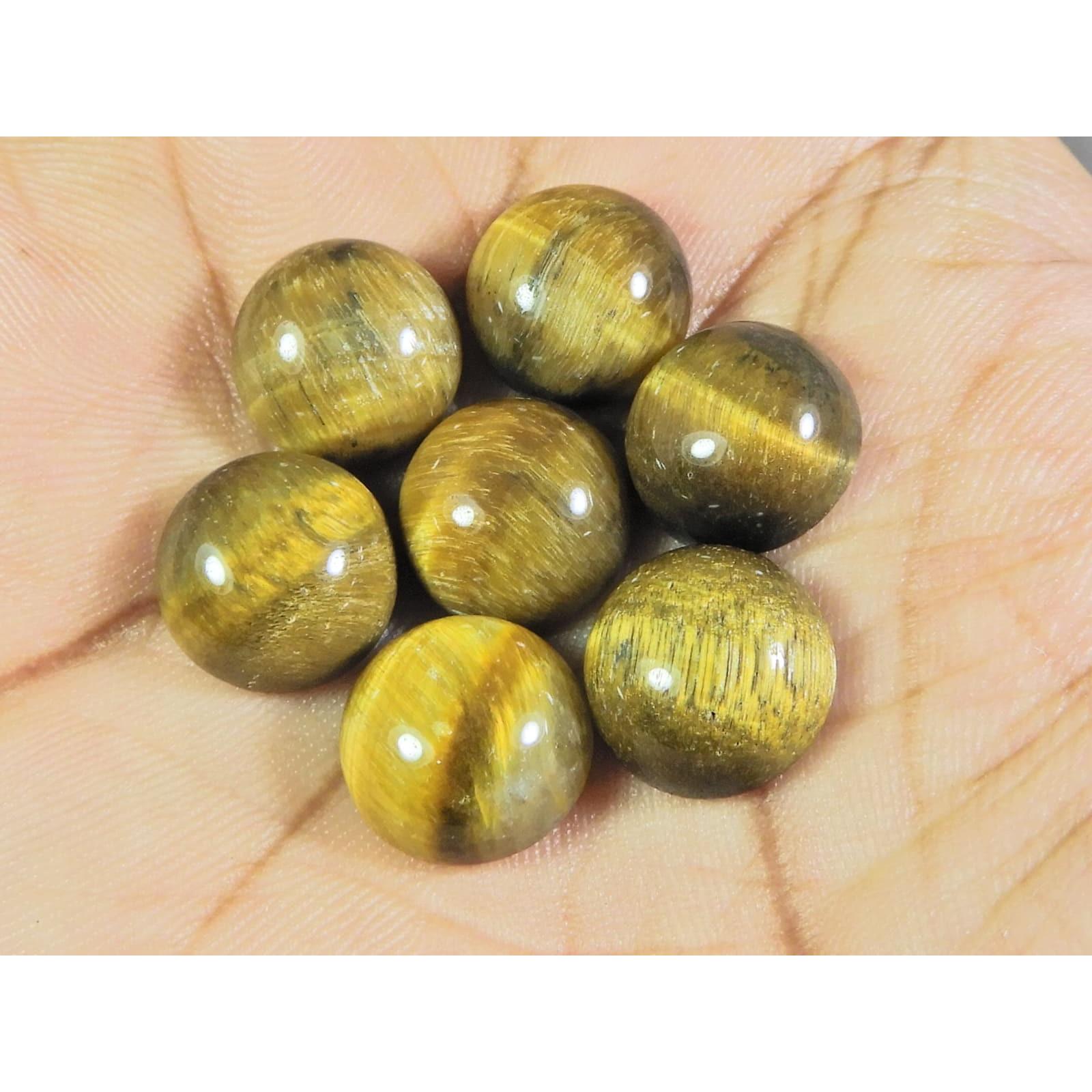 

11 мм Натуральный тигровый глаз Круглый кабошон Свободный драгоценный камень Лот 7 шт. 34 карата. А-520