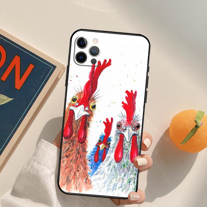 Chicken Hen Rooster Funda Case For iPhone 16 Pro Max 15 14 11 12 13 Pro Max Mini XR 16e 16 15 Plus Phone Cover