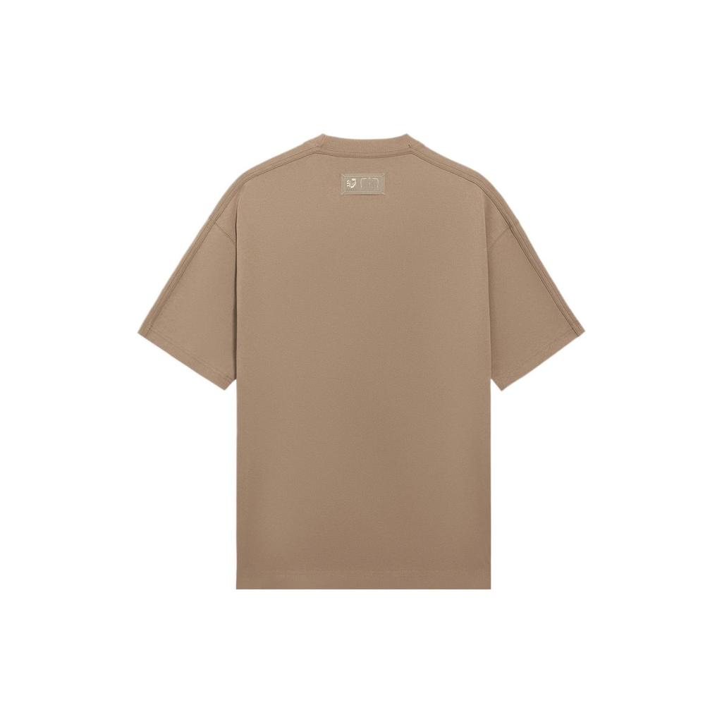 Li Ning Sports Lifestyle Series Letter Embroidery Pullover Short Sleeve T-Shirt Couple Style Unisex Tops Gingerbread-Brown AHSS877-3