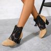 New Fashion  Women High Heels Lace Flower Ankle Hollow Out Sandals Round Toe Zip Pumps Zapatos De Mujer Sexy Dress Boots