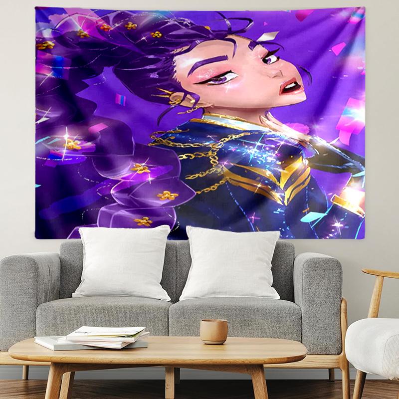 KPop İblis Avcıları Baskılı Duvar Halısı, Hafif Duvar Askısı, Yatak Odası, Yurt Odası, Oturma Odası, Ev Sanat Dekorasyonu için - Arkadaşlar için Doğum Günü Noel Hediyesi