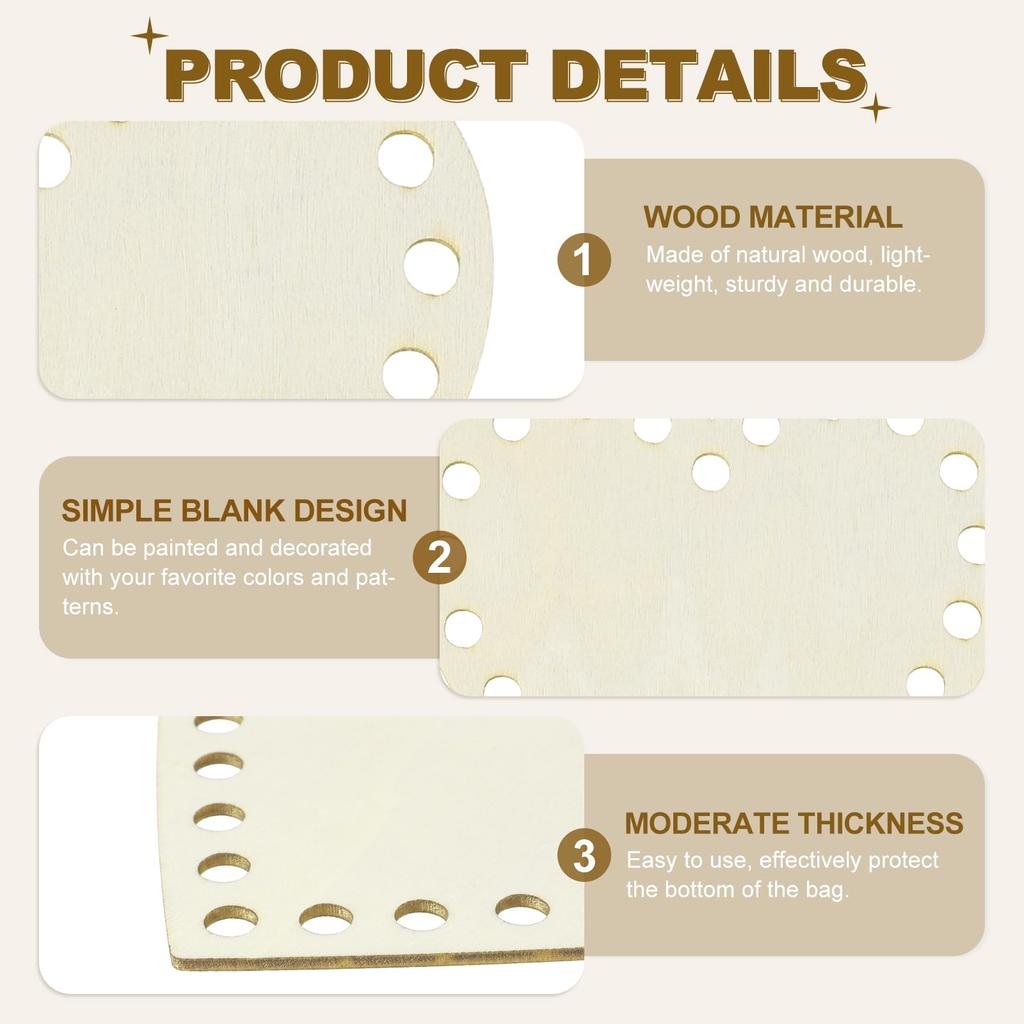 PATIKIL Set aus 8 Häkelkorb-Holzböden für Taschen, Handgefertigte Häkel-Bastelzubehör, Herzförmige Böden, 25x25cm, Herstellung, Körbe, Taschen,