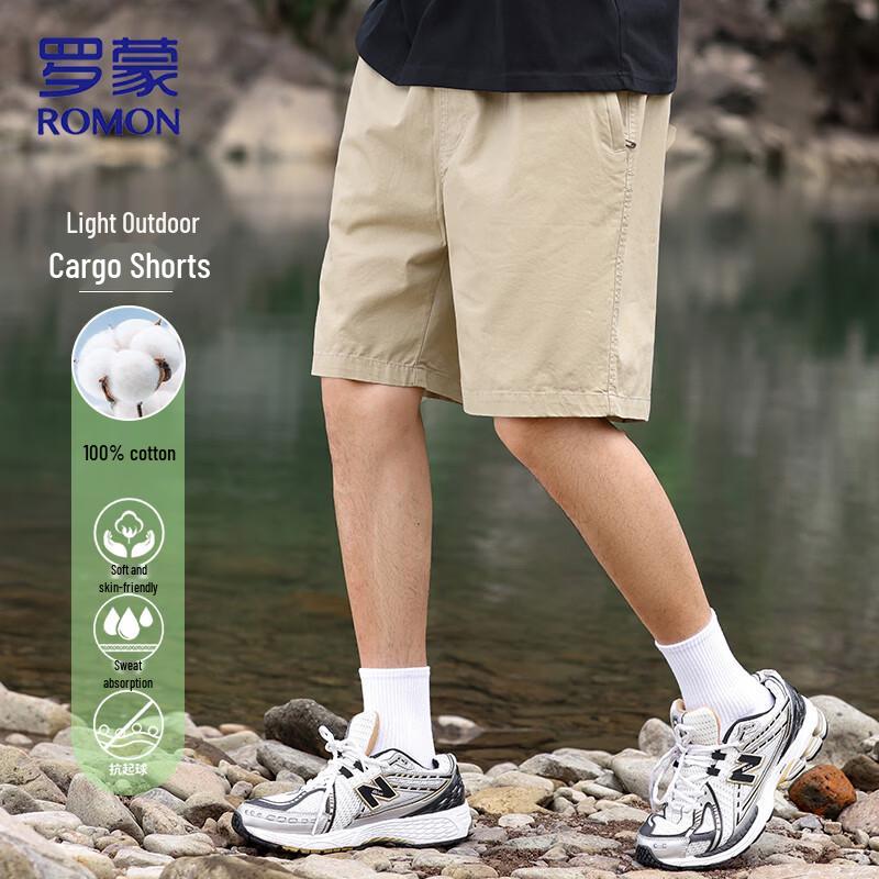 

ROMON Men s Summer Loose Cotton Cargo Shorts M