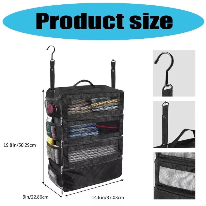 1 Stück tragbare Reise-Aufbewahrungs-Hängetasche mit großer Kapazität, mehrschichtiges Gitter, faltbar, Packtasche, Kleiderschrank-Organizer