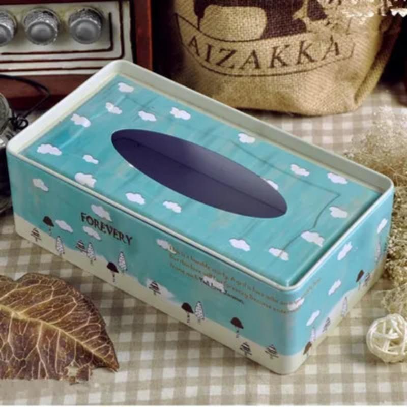 NEUE Hochwertige Taschentuchbox im ländlichen Stil mit Rosenmuster, Schreibtischdekoration aus Eisen