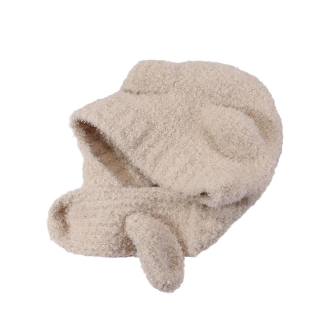 Bärenschal-Mütze Einteilig Zweiteilig Gestrickte Wollmütze für Damen im Herbst und Winter Warmer Gehörschutz Lei Feng Mütze Trend