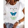 Summer T-shirt Clothing Dragonfly Pattern Printing T-shirt Short-sleeved Top Fashion Casual Ladies Women