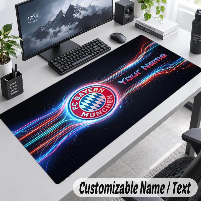 Custom Name Text Mouse Pad Bayern Munich Personalized Desk Pad For Work And Gaming